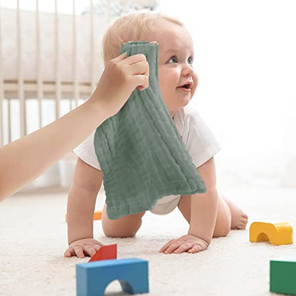 Baby Washcloths Dark Green, 10 Pack