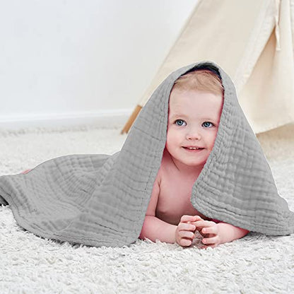 Large Hooded Baby Towels, Gary & White