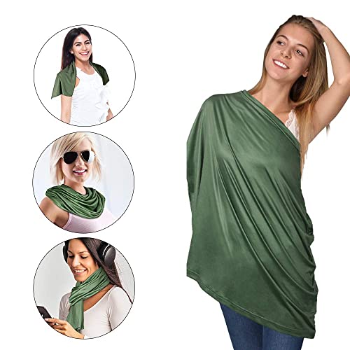 Yoofoss Nursing Cover Breastfeeding Scarf - Baby Car Seat Covers, Infant Stroller Cover, Strechy Carseat Canopy for Boys and Girls (Dark Green)