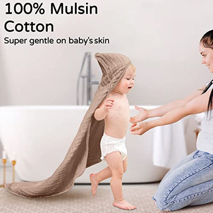 Large Hooded Baby Towels, Beige & Coffee