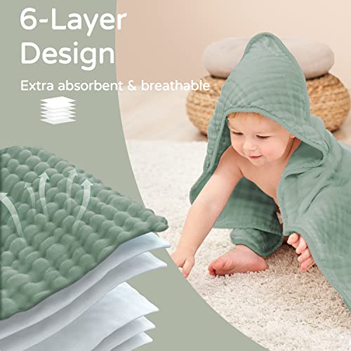 Large Hooded Baby Towels, Green
