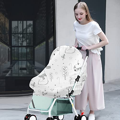 Yoofoss Nursing Cover Breastfeeding Scarf - Baby Car Seat Covers, Infant Stroller Cover, Strechy Carseat Canopy for Boys and Girls (Bear)