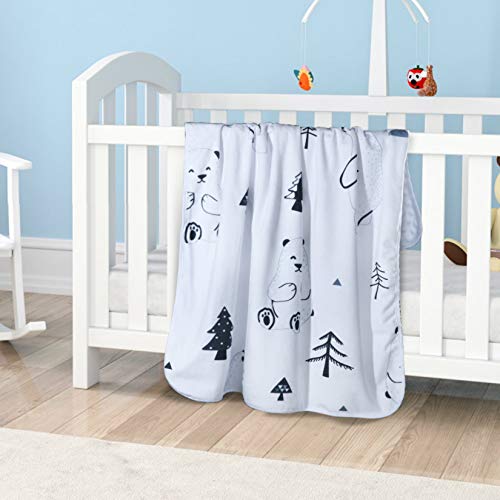 Yoofoss Baby Blanket Super Soft Minky Swaddle Cuddle Blanket with Double Layer Plush Dot Backing Printed Receiveing Blanket for Boys Girls Nursery Stroller Crib Newborn Blanket 30x40In (Bear)