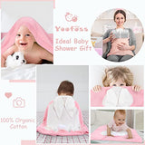 Yoofoss Baby Blankets - 100% Cotton Knit Receiving Blanket 30" x 40", 3D Bunny Blanket for Easter Gift, Breathable Cozy Unisex Swaddle Blanket for Newborns, Infants, Toddler, Boys and Girls, Pink