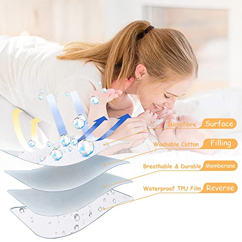 Yoofoss 2 Pack Waterproof Crib Mattress Protector, Quilted Fitted Crib Mattress Pad, Ultra Soft Breathable Toddler Mattress Protector Baby Crib Mattress Cover Breathable and Hypoallergenic(52''x28'')
