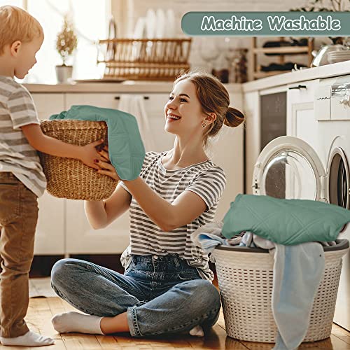 Yoofoss 2 Pack Waterproof Crib Mattress Protector, Quilted Fitted Crib Mattress Pad, Ultra Soft Breathable Toddler Mattress Protector Baby Crib Mattress Cover (White and Dark Green, 52''x28'')