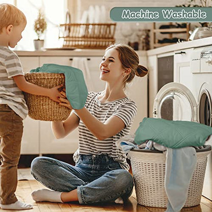 Yoofoss 2 Pack Waterproof Crib Mattress Protector, Quilted Fitted Crib Mattress Pad, Ultra Soft Breathable Toddler Mattress Protector Baby Crib Mattress Cover (White and Dark Green, 52''x28'')