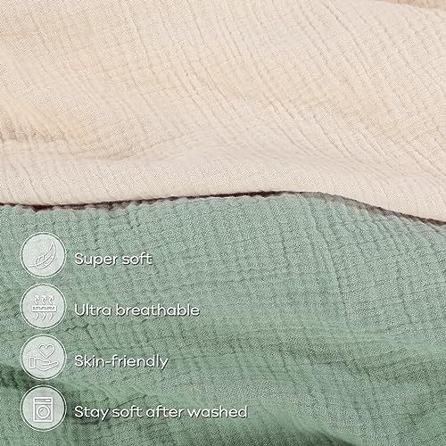 Yoofoss Muslin Fitted Crib Sheets, 28in x 52in Soft Breathable Toddler Crib Mattress, Fits Standard Size Mattress 2 Pack Apricot & Green