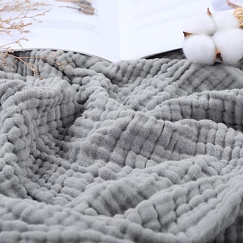 Yoofoss Muslin Blanket 100% Cotton Summer Blanket Large Twin Size 60" x 80" for Bed Couch 6-Layer Gauze Blanket for Adults Lightweight and Breathable Grey