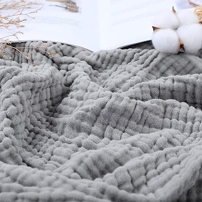 Yoofoss Muslin Blanket 100% Cotton Summer Blanket Large Twin Size 60" x 80" for Bed Couch 6-Layer Gauze Blanket for Adults Lightweight and Breathable Grey