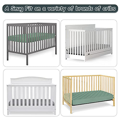 Waterproof Fitted Crib Mattress Pad, Gray & Green , 2 Pack