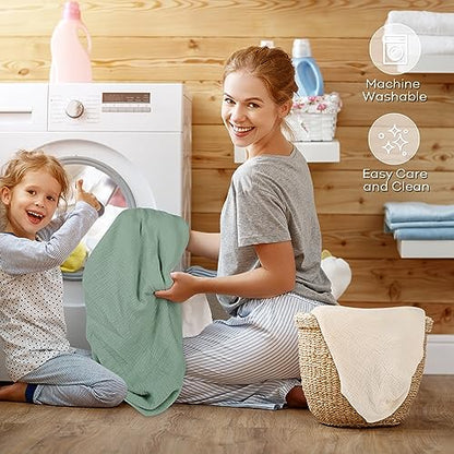 Muslin Fitted Crib Sheets Apricot & Green, 2 Pack