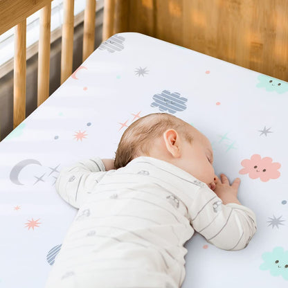 Yoofoss Fitted Crib Sheet Set 2 Pack Baby Sheets for Standard Crib Toddler Mattress Cover Soft Microfiber Breathable Mattress Cover for Boys and Girls