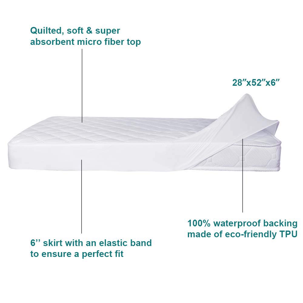 Yoofoss 2 Pack Waterproof Crib Mattress Protector, Quilted Fitted Crib