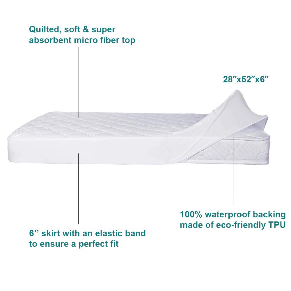 Waterproof Crib Mattress Protector + Top Sheet + Absorption