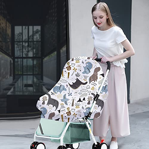 Yoofoss Nursing Cover Breastfeeding Scarf - Baby Car Seat Covers, Infant Stroller Cover, Strechy Carseat Canopy for Boys and Girls (Dinosaur)
