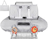 Yoofoss Shopping Cart Cover for Baby, 2-in-1 High Chair Cover with Safety Harness, Multifunctional Cart Covers for Toddler, Universal Fit, Soft Padded Grocery Cart Cover for Baby Boy Girl - Gray Waves