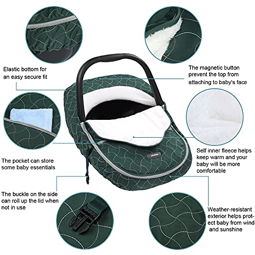 Yoofoss Baby Car Seat Cover Winter Carseat Canopies Cover to Protect Baby from Cold Wind, Super Warm Plush Fleece Baby Carrier Cover for Infant Boys Girls
