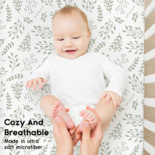 Crib Sheets Green Leaf, 2 Pack