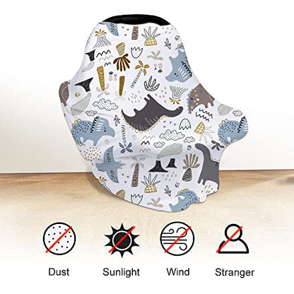 Yoofoss Nursing Cover Breastfeeding Scarf - Baby Car Seat Covers, Infant Stroller Cover, Strechy Carseat Canopy for Boys and Girls (Dinosaur)
