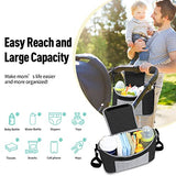 Yoofoss Baby Stroller Organizer Stroller Caddy - Universal Stroller Organizer Bag with Insulated Cup Holder Phone Bag, Stroller Storage Fits Most Baby and Pet Strollers, Grey&Black
