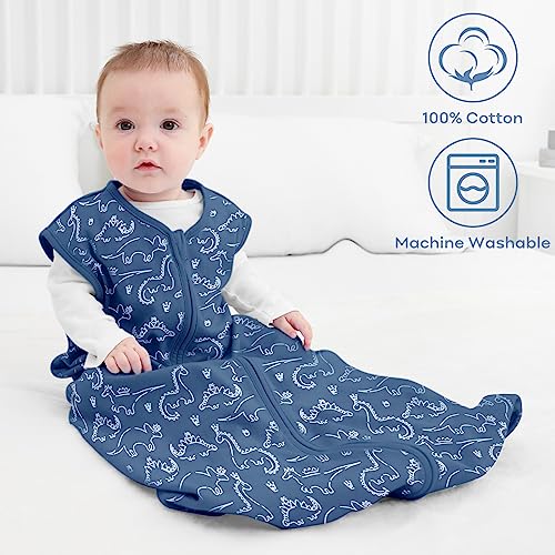 Yoofoss Baby Sleep Sack Baby Wearable Blanket 100% Cotton 2-Way Zipper TOG 0.5, Dinosaur (3 Pack)
