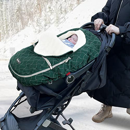 Yoofoss Baby Car Seat Cover Winter Carseat Canopies Cover to Protect Baby from Cold Wind, Super Warm Plush Fleece Baby Carrier Cover for Infant Boys Girls
