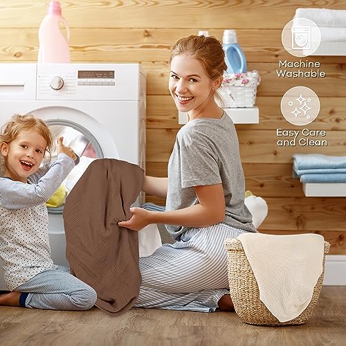 Muslin Fitted Crib Sheets Apricot & Brown, 2 Pack
