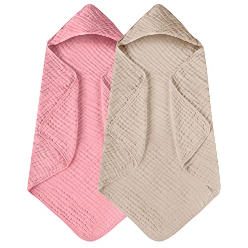 Large Hooded Baby Towels, Bean Paste & Beige