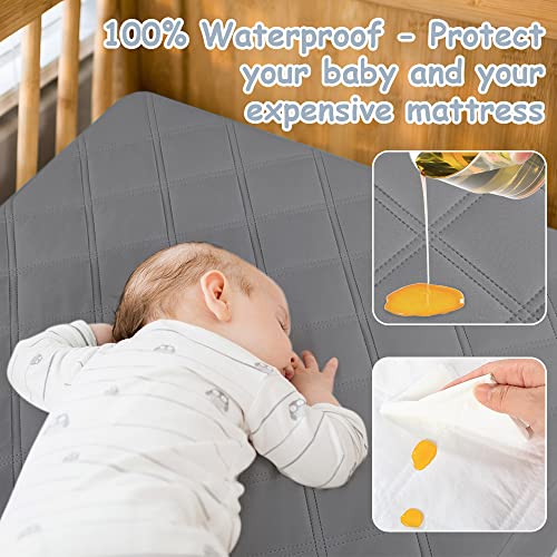 Waterproof Crib Mattress Protector Gray, 2 Pack