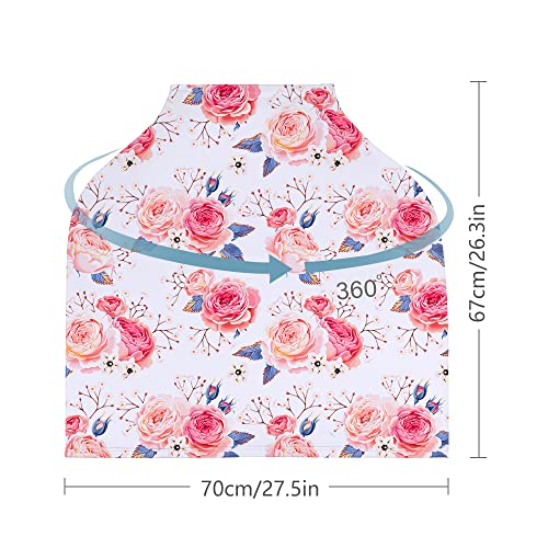 Yoofoss Nursing Cover Breastfeeding Scarf - Baby Car Seat Covers, Infant Stroller Cover, Strechy Carseat Canopy for Boys and Girls (Flower)