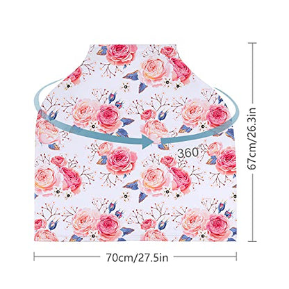 Yoofoss Nursing Cover Breastfeeding Scarf - Baby Car Seat Covers, Infant Stroller Cover, Strechy Carseat Canopy for Boys and Girls (Flower)