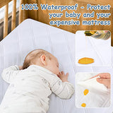 Yoofoss 2 Pack Waterproof Crib Mattress Protector, Quilted Fitted Crib Mattress Pad, Ultra Soft Breathable Toddler Mattress Protector Baby Crib Mattress Cover (Blue and White, 52''x28'')
