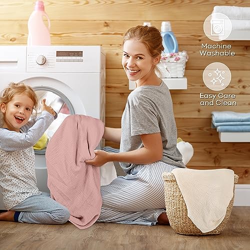Muslin Fitted Crib Sheets Apricot & Pink, 2 Pack