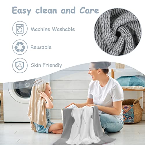 Yoofoss Baby Blankets - 100% Cotton Knit Receiving Blanket 30" x 40", 3D Bunny Blanket for Easter Gift, Breathable Cozy Unisex Swaddle Blanket for Newborns, Infants, Toddler, Boys and Girls, Grey