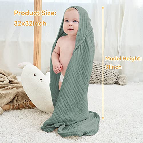 Yoofoss Hooded Baby Towels for Newborn 2 Pack 100% Muslin Cotton Baby