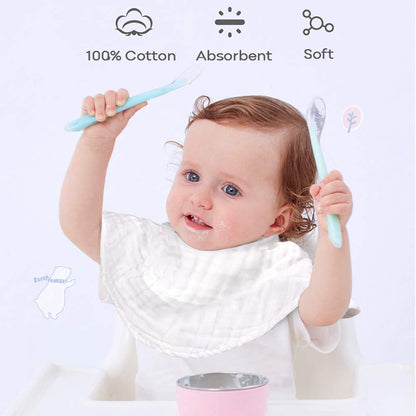Burp Cloths 2 in 1 Baby Bibs Soft & Absorbent 100% Muslin Cotton Burpy Bibs for Boys & Girls 4 Pack by YOOFOSS