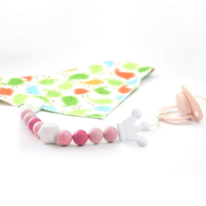 Yoofoss Pacifier Clip Silicone 4 Pack for Baby Girls BPA Free Teething Beads Fits Most Pacifier Styles &Teething Toys