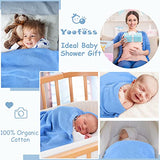Yoofoss Baby Blankets - 100% Cotton Knit Receiving Blanket 30" x 40", Breathable Cozy Unisex Nursery Stroller Swaddle Blanket for Newborns, Infants, Toddler, Boys and Girls (0-2Yrs, Blue)