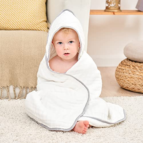 Large Hooded Baby Towels, Green & White