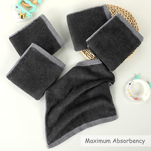 Bamboo Washcloths Towel Dark Gray, 10 Pack