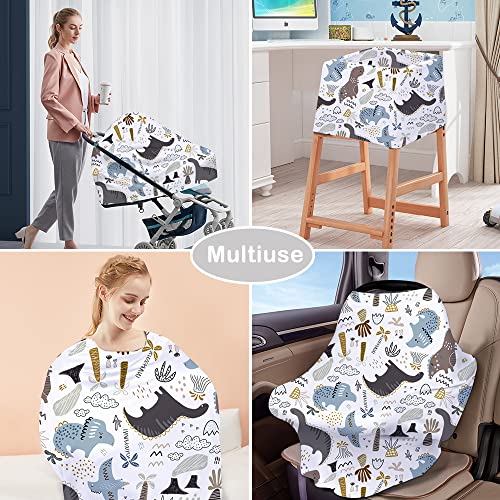Yoofoss Nursing Cover Breastfeeding Scarf - Baby Car Seat Covers, Infant Stroller Cover, Strechy Carseat Canopy for Boys and Girls (Dinosaur)