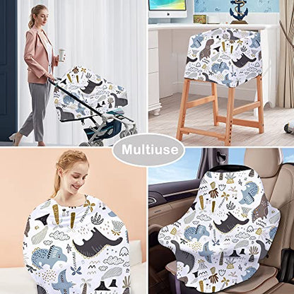 Yoofoss Nursing Cover Breastfeeding Scarf - Baby Car Seat Covers, Infant Stroller Cover, Strechy Carseat Canopy for Boys and Girls (Dinosaur)