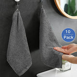 Yoofoss Luxury Washcloths Towel Set 10 Pack Baby Wash Cloth for Bathroom-Hotel-Spa-Kitchen Multi-Purpose Fingertip Towels and Face Cloths 10'' x 10'' - Dark Grey