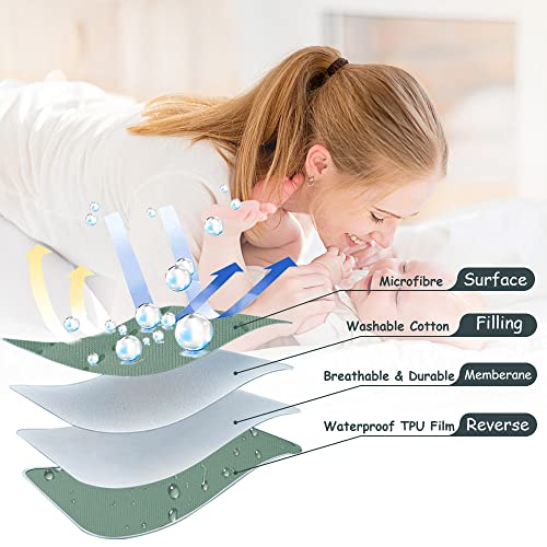 Waterproof Fitted Crib Mattress Pad, Gray & Green , 2 Pack