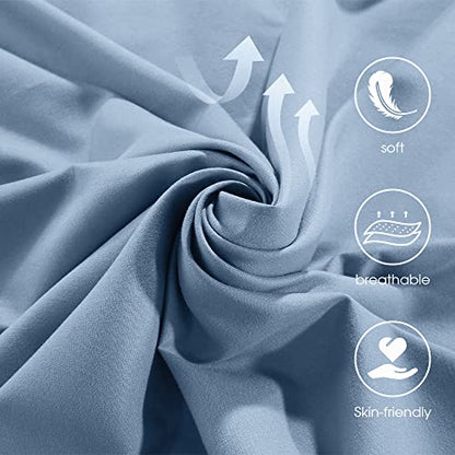 Yoofoss Baby Crib Sheets for Boys Girls, Fitted Crib Sheet 2 Pack for Standard Crib and Toddler Mattress, Super Soft Microfiber Baby Sheet 28x52x8in(Light Blue-Gray)