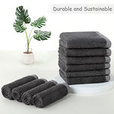 Yoofoss Luxury Washcloths Towel Set 10 Pack Baby Wash Cloth for Bathroom-Hotel-Spa-Kitchen Multi-Purpose Fingertip Towels and Face Cloths 10'' x 10'' - Dark Grey