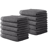 Yoofoss Luxury Washcloths Towel Set 10 Pack Baby Wash Cloth for Bathroom-Hotel-Spa-Kitchen Multi-Purpose Fingertip Towels and Face Cloths 10'' x 10'' - Dark Grey