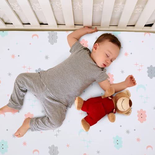 Yoofoss Fitted Crib Sheet Set 2 Pack Baby Sheets for Standard Crib Toddler Mattress Cover Soft Microfiber Breathable Mattress Cover for Boys and Girls 28x52x9in