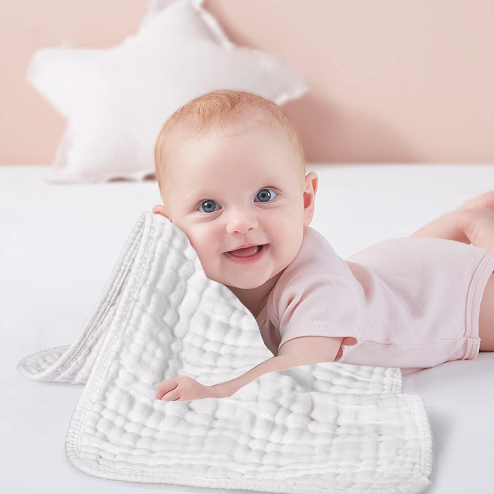 YOOFOSS Muslin Burp Cloths 10 Pack Baby Washcloths Large 20''X10'' 100% Cotton 6 Layers Super Soft and Absorbent